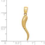14k Solid Diamond-cut 3-D Italian Horn Charm - Image 3