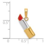 14K and White Rhodium Red Enameled Lipstick Charm - Image 4