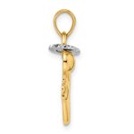 14k and White Rhodium Diamond-cut Halo on Angel Pendant - Image 2