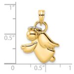14k and White Rhodium Diamond-cut Halo on Angel Pendant - Image 4
