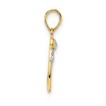 14k and White Rhodium Diamond-cut Angel Holding Heart Pendant - Image 2