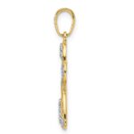 14k and White Rhodium Diamond-cut Dragonfly Pendant - Image 2