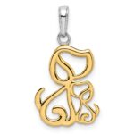 14k and White Rhodium Diamond-cut Dog and Puppy Pendant - Image 3