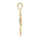 14k and White Rhodium Diamond-cut Moon and Dangle Sun Pendant - Image 2
