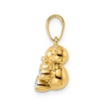 14k and White Rhodium 3-D Diamond-cut Teddy Bear Pendant - Image 2