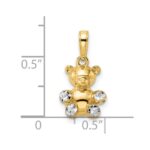 14k and White Rhodium 3-D Diamond-cut Teddy Bear Pendant - Image 5