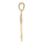14k and White Rhodium Diamond-cut Heart/Angel Wings Key Pendant - Image 2