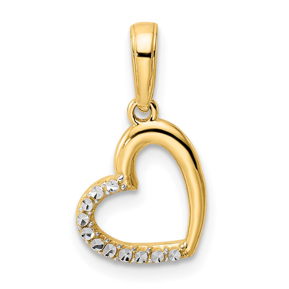 M2934.jpg 14k and White Rhodium Diamond-cut Heart Pendant - Image 1