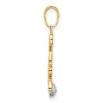 14k and White Rhodium Diamond-cut Cat and Ball Pendant - Image 2