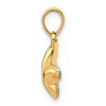 14k and White Rhodium Half Diamond-cut Butterfly Pendant - Image 2