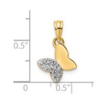 14k and White Rhodium Half Diamond-cut Butterfly Pendant - Image 4