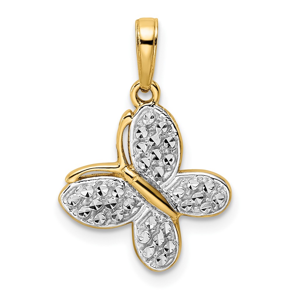 M2972.jpg 14k and White Rhodium Diamond-cut Fancy Butterfly Pendant - Image 1
