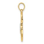 14k and White Rhodium Diamond-cut Anchor and Ship's Wheel Pendant - Image 2