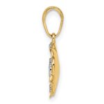 14k and White Rhodium Diamond-cut Flower Pendant - Image 2
