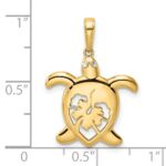 14k and White Rhodium Diamond-cut Floral Turtle Pendant - Image 4