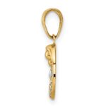 14k and White Rhodium Diamond-cut Mother and Baby Teardrop Pendant - Image 2