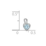 14k White Gold March Synthetic Birthstone Heart Charm - Image 4