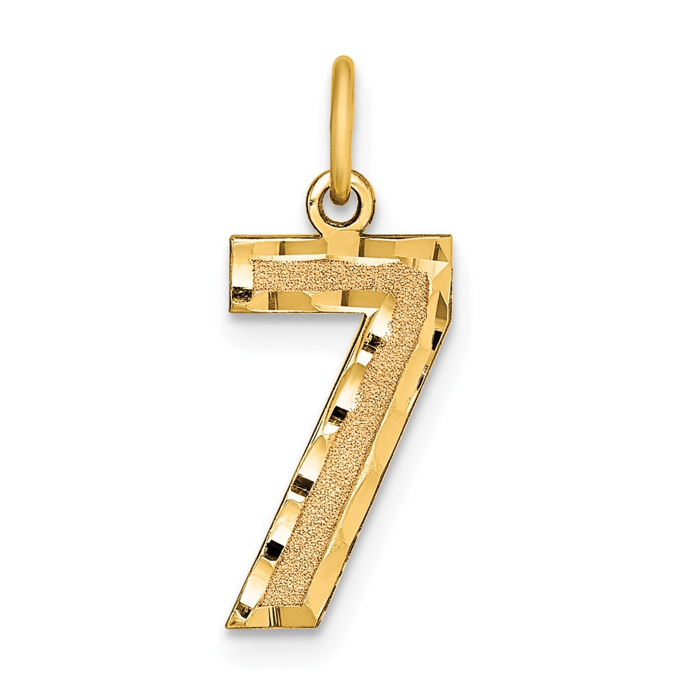 MN07.jpg 14k Medium Diamond-cut Number 7 Charm - Image 1