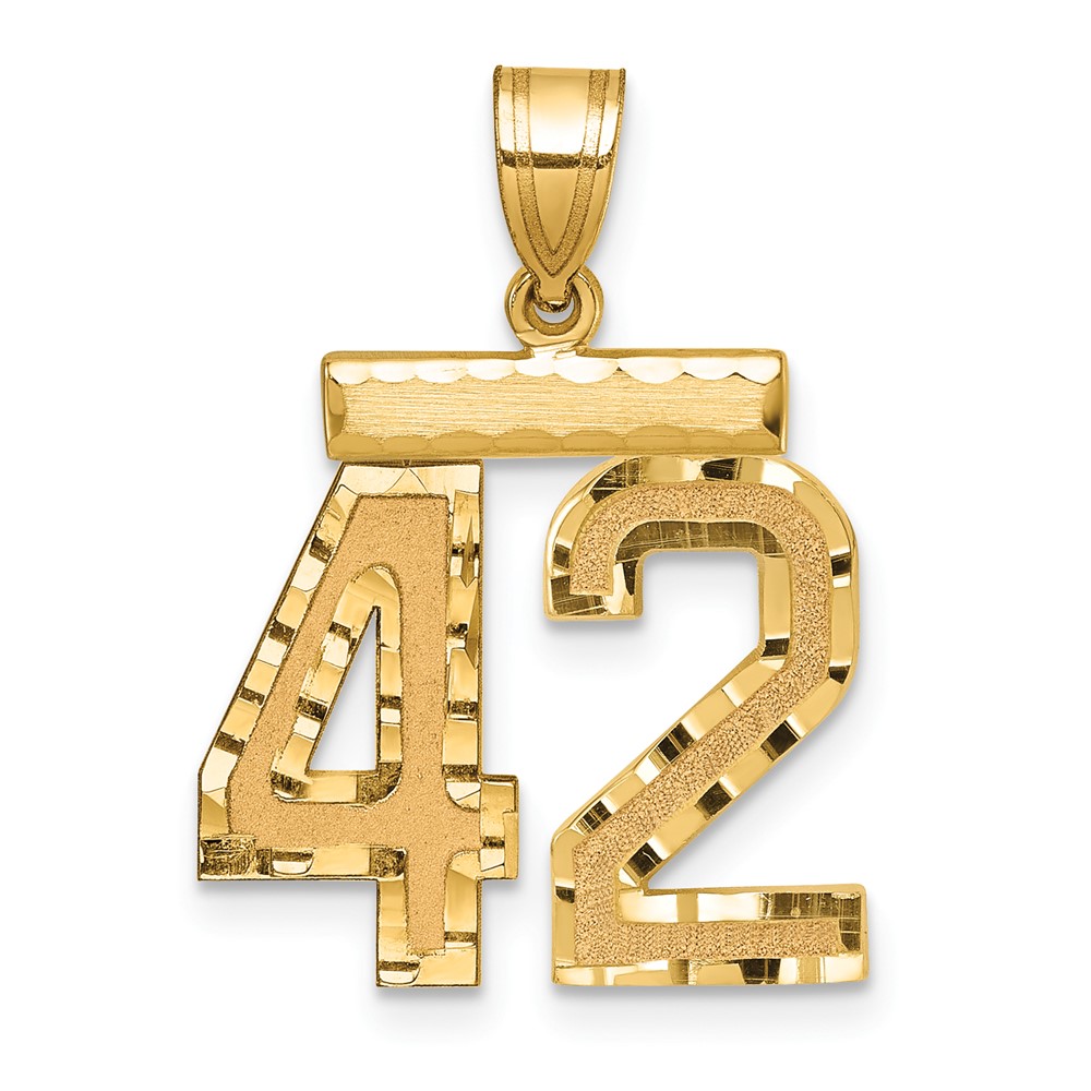 MN42.jpg 14k Medium Diamond-cut Number 42 Charm - Image 1