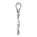 Sterling Silver Rhodium-Plated Polished CZ Compass Pendant - Image 2