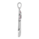 Sterling Silver Rhodium-Plated Polished CZ Cape May Lighthouse Pendant - Image 2