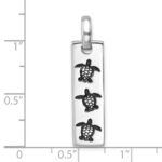 Sterling Silver Rhodium-Plated Antiqued Swimming Turtles Rectangle Pendant - Image 5