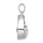 Sterling Silver Rhodium-Plated Polished Crystal Wave Tear Drop Pendant - Image 2
