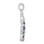 Sterling Silver Rhodium-plated Polished Multi-Color Crystal Seahorse Pendant - Image 2