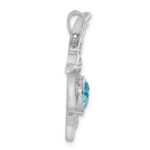Sterling Silver Rhodium-plated Polished Crystal Hummingbird Pendant - Image 2