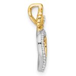 14K Two-tone 1/15 carat Diamond Quinceanera 15 Heart with Crown Chain Slide - Image 2