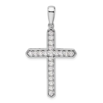 14k White Gold 3/4 carat Lab Grown Diamond VS/SI+ G+ Complete Cross Pendant