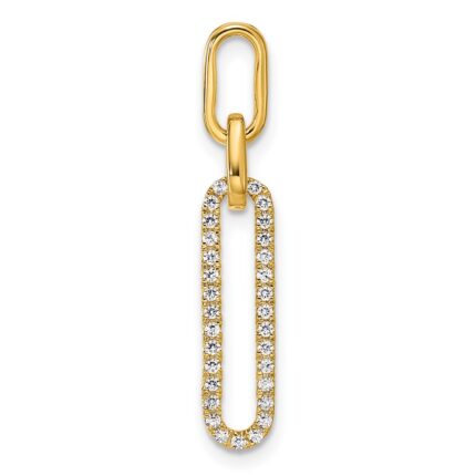 14K Polished 1/6 carat Diamond Paperclip Link Pendant