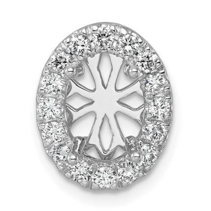 14k White Gold 1/2 carat Lab Grown Diamond VS/SI+ G+ Oval Semi Mount 9.9x6.9mm Center Halo Chain Slide Pendant