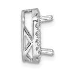 14k White Gold 1/2 carat Lab Grown Diamond VS/SI+ G+ Holds 2 carat Radiant Center Semi Mount Halo Chain Slide Pendant - Image 2