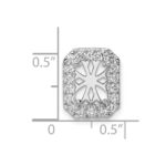 14k White Gold 1/2 carat Lab Grown Diamond VS/SI+ G+ Holds 2 carat Radiant Center Semi Mount Halo Chain Slide Pendant - Image 5