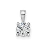 14k White Gold 3/4 carat Lab Grown Diamond VS/SI+ G+ Round Complete Four Prong Pendant