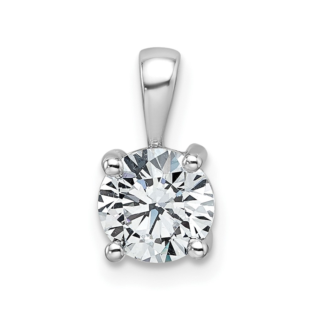 PM10290-100-WAA-1.jpg 14k White Gold 1 carat Lab Grown Diamond VS+ F+ Round Complete Four Prong Pendant - Image 1