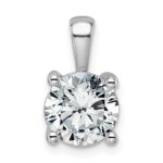 14k White Gold 2 carat Lab Grown Diamond VS/SI+ G+ Round Complete Four Prong Pendant