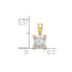 14k 3/4 carat Lab Grown Diamond VS+ F+ Princess Complete Four Prong Pendant - Image 5