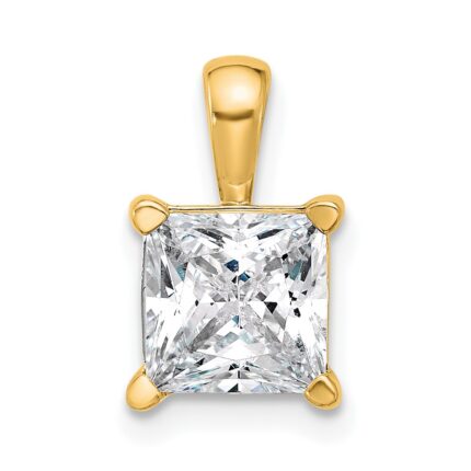 14k 2 1/2 carat Lab Grown Diamond VS+ F+ Princess Complete Four Prong Pendant