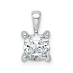 14k White Gold 1 carat Lab Grown Diamond VS/SI+ G+ Cushion Complete Four Prong Pendant