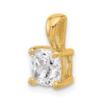 14k 1 1/2 carat Lab Grown Diamond VS+ F+ Cushion Complete Four Prong Pendant - Image 4