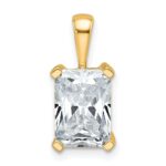 14k 2 1/2 carat Lab Grown Diamond VS+ F+ Radiant Complete Four Prong Pendant