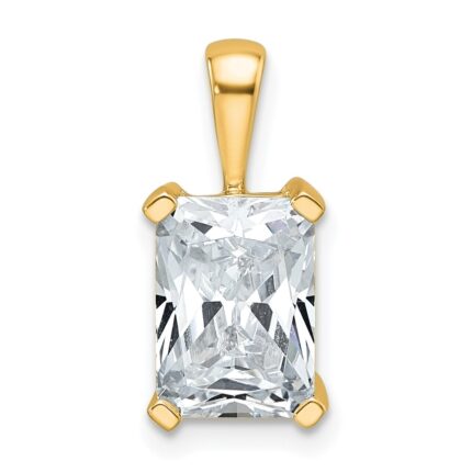 14k 2 1/2 carat Lab Grown Diamond VS+ F+ Radiant Complete Four Prong Pendant