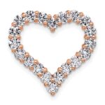 14k Rose Gold 1 1/2 carat Lab Grown Diamond VS/SI+ G+ Complete Heart Chain Slide Pendant