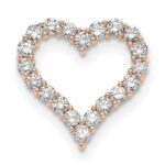 14k Rose Gold 2 carat Lab Grown Diamond VS/SI+ G+ Complete Heart Chain Slide Pendant