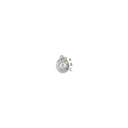 14k WG 3 Birthstone and Dia Mother/Child Chain Slide Semi-mount