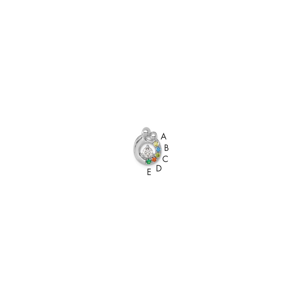 PM10728_5W-6.jpg 14k WG 5 Birthstone and Dia Mother/Child Chain Slide Semi-mount - Image 1
