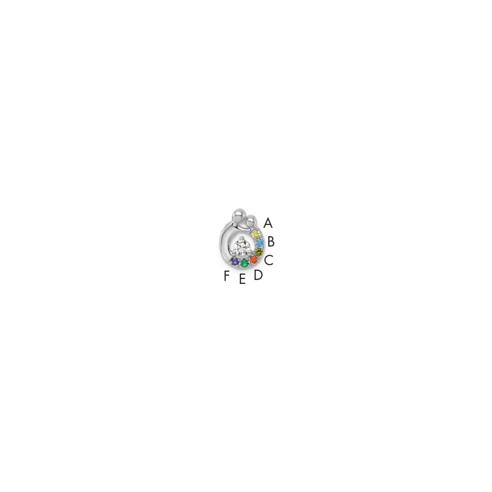 PM10728_6W-6.jpg 14k WG 6 Birthstone and Dia Mother/Child Chain Slide Semi-mount - Image 1