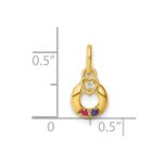 14k Dia Heart w/ 2 Birthstone Mother's Circle Pendant Semi-Mount - Image 5